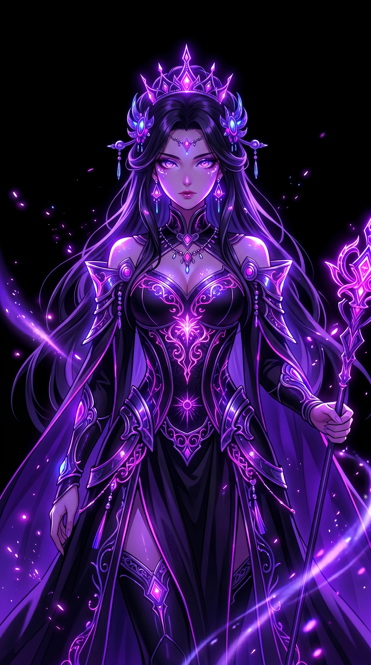Anime Empress Illuminated By Neon
